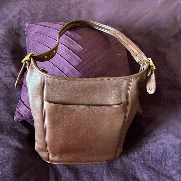 Vintage Coach 9060 Legacy Dark Brown Leather Slim Duffle Crossbody Bag - Picture 4 of 5